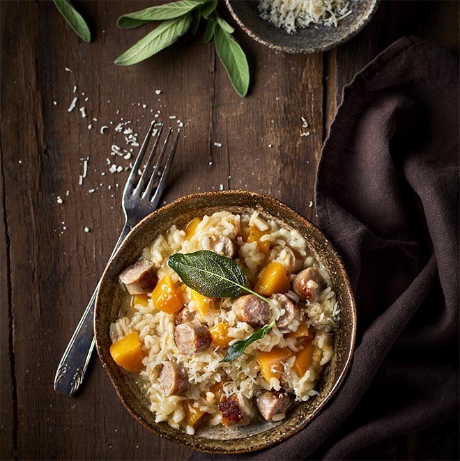 Recette Bigard Risotto chipolata et butternut