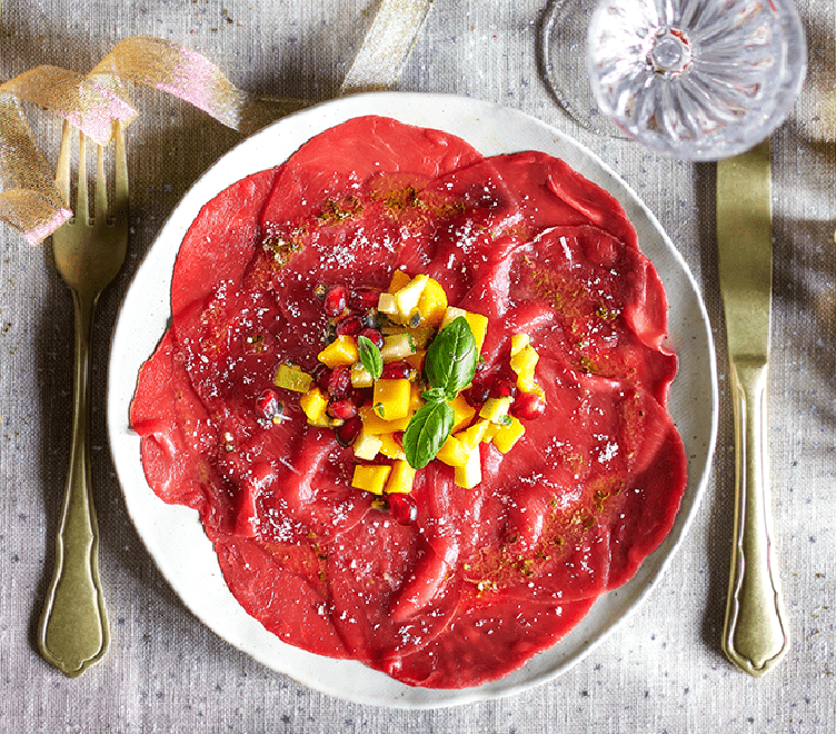 Carpaccio de bœuf et tartare de fruits Bigard