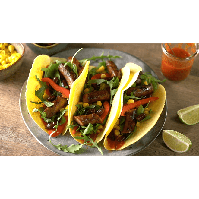 Saucisses Marinées Saveur Barbecue en Fajitas