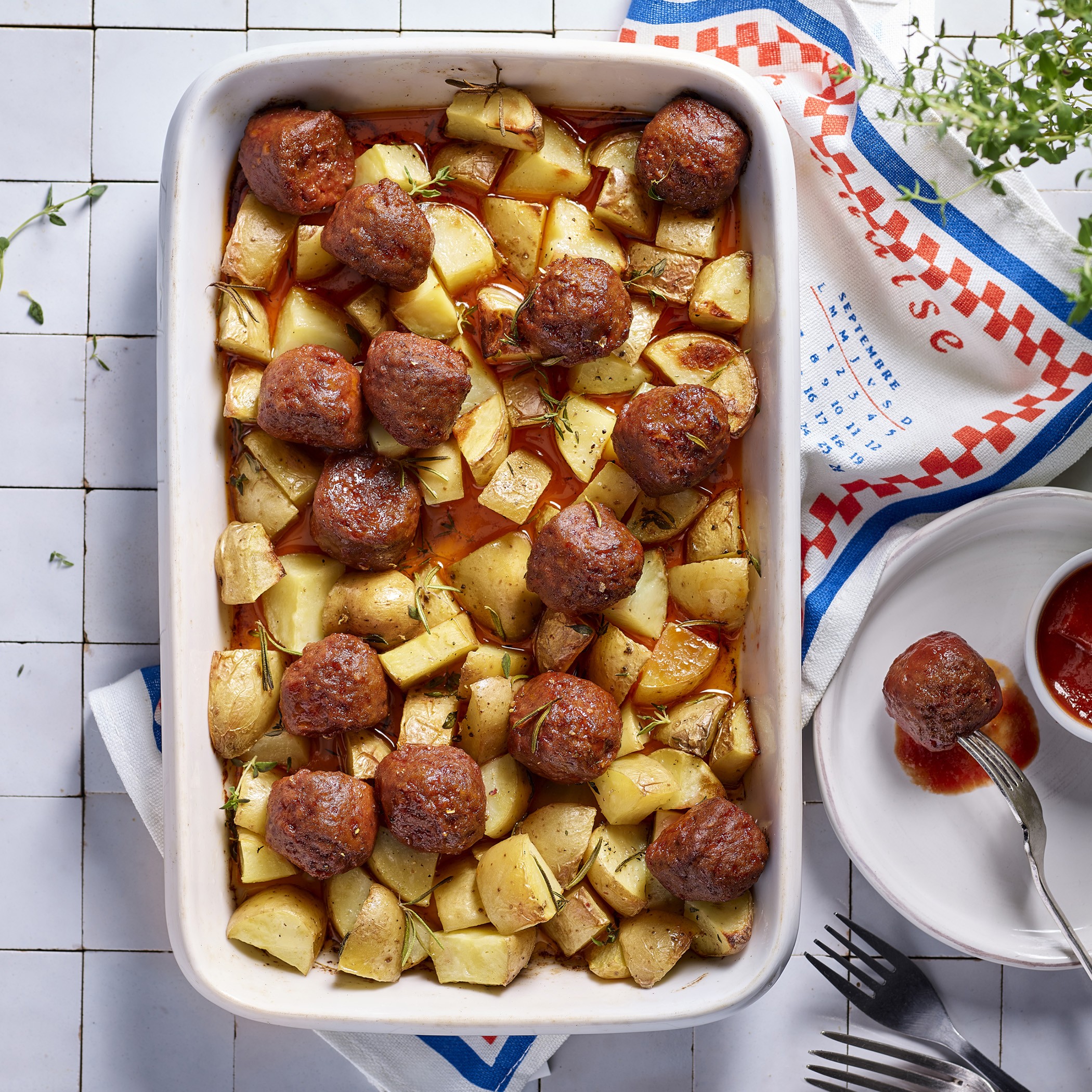 Boulettes bolognaises & pommes de terre au thym
