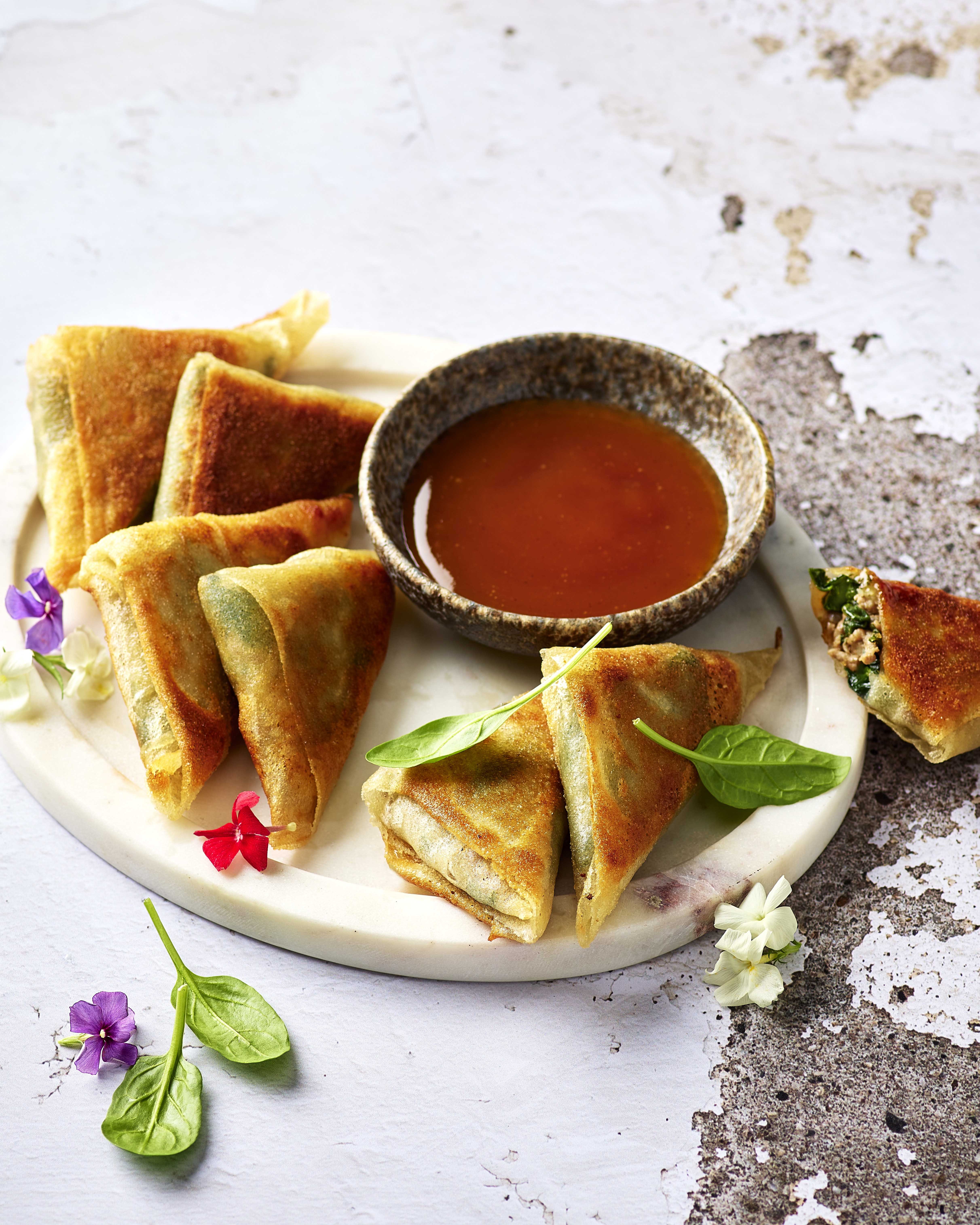 samoussas au bœuf haché & aux épinards