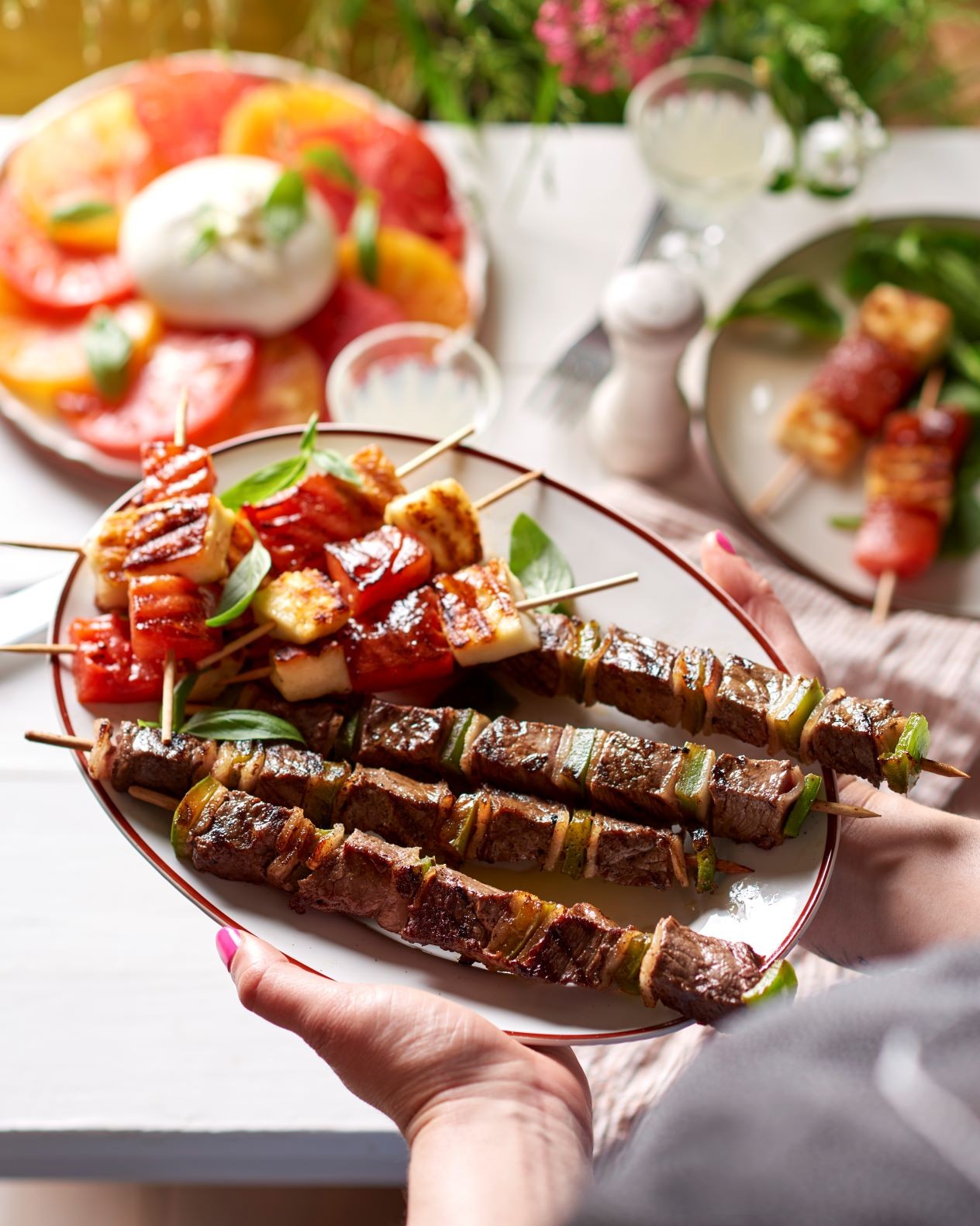Brochettes de pastèque et halloumi au barbecue