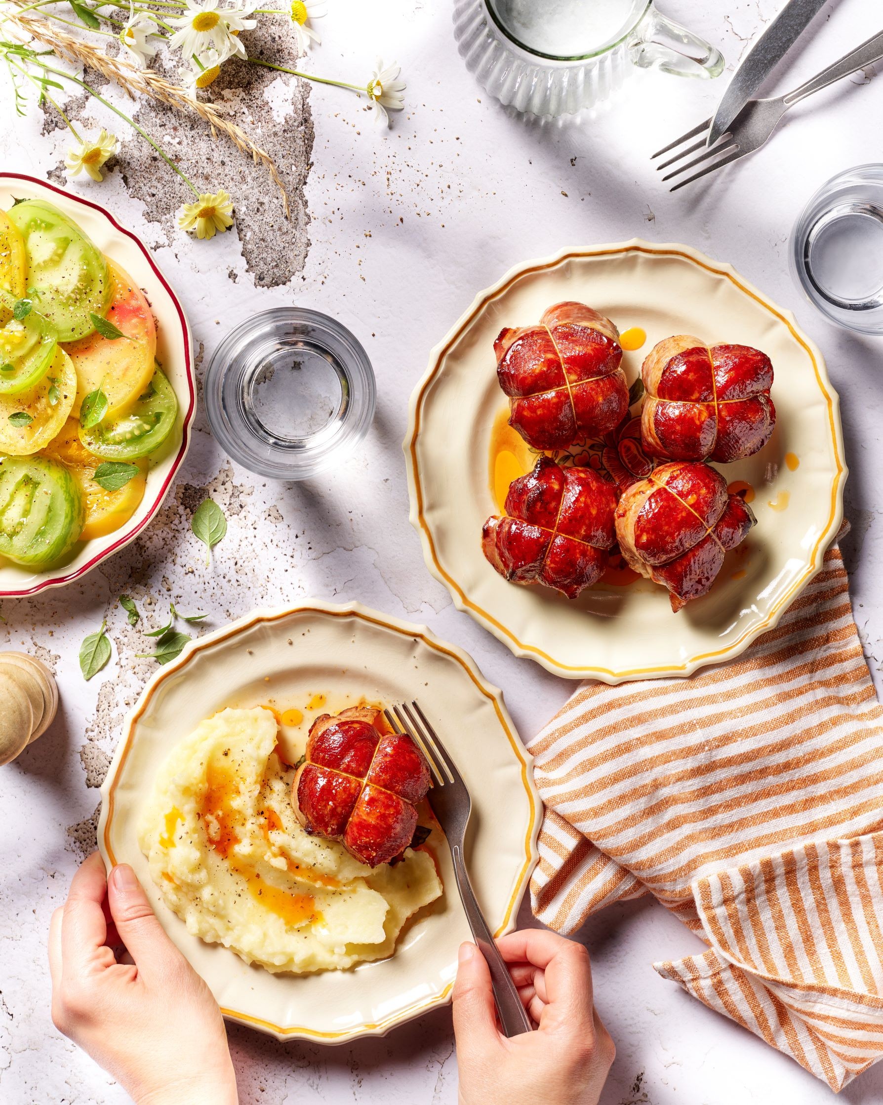 Paupiettes au chorizo, purée de pommes de terre
