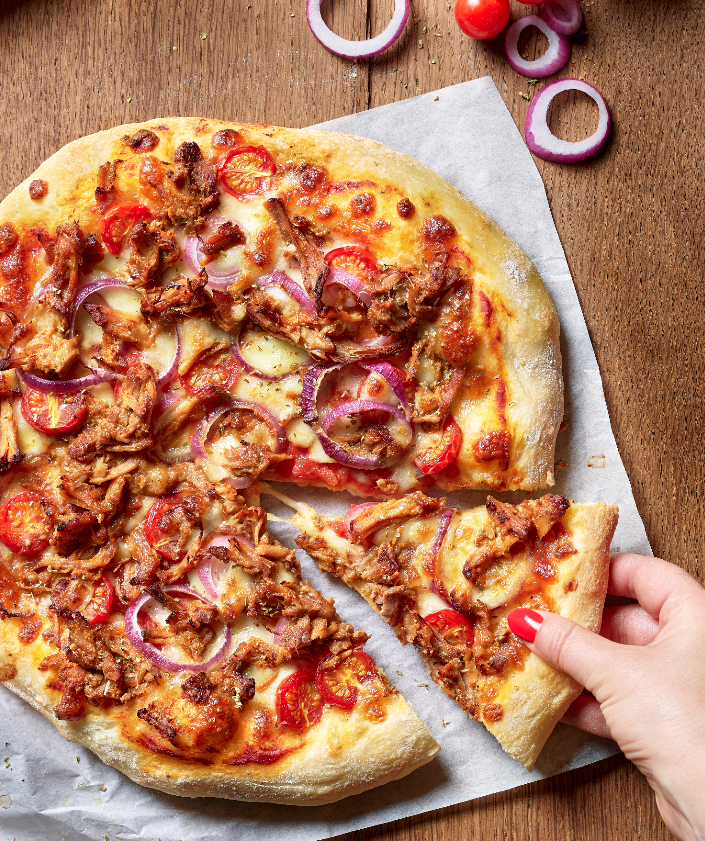 Pizza aux effilochés au porc Barbecue
