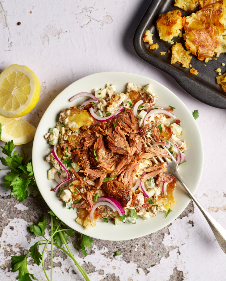 Araignée de bœuf et salade de pommes de terre croustillantes