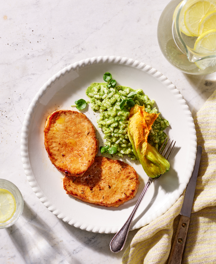 Lomos et risotto au cresson