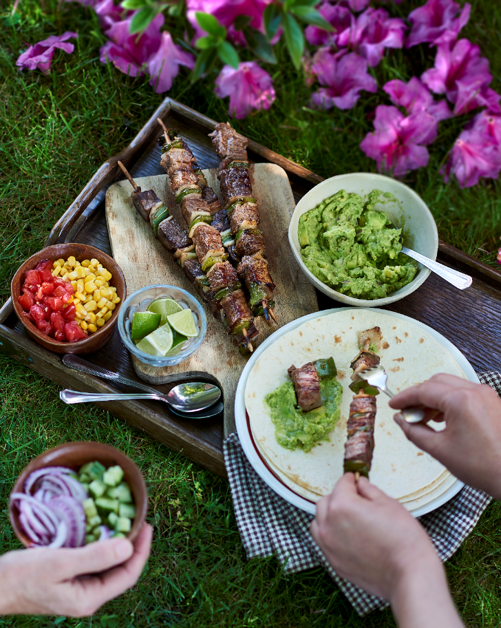 Wraps aux brochettes de boeuf
