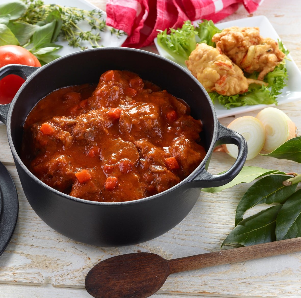 Joues de porc à la Provençale & Beignets de légumes