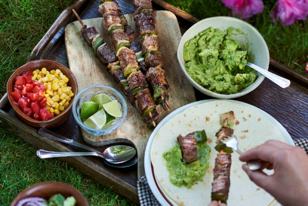 Wraps aux brochettes de boeuf