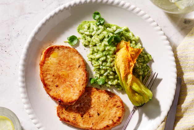 Lomos et risotto au cresson