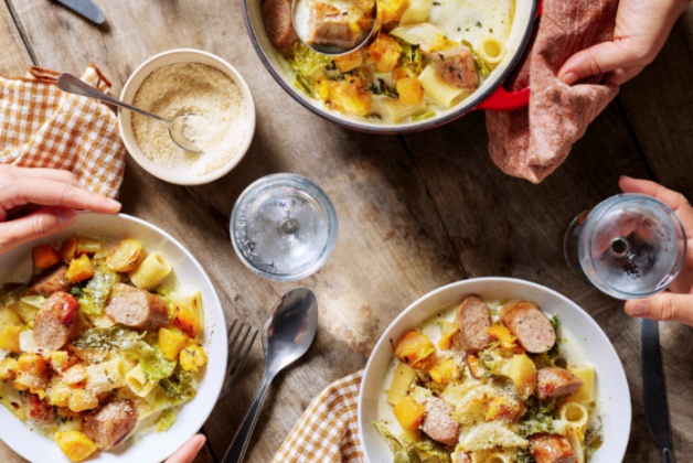 Saucisse de Toulouse, minestrone sauge butternut 